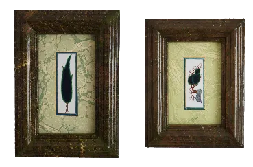 Miniature Trees in Ebru Frames — two small framed tree miniatures